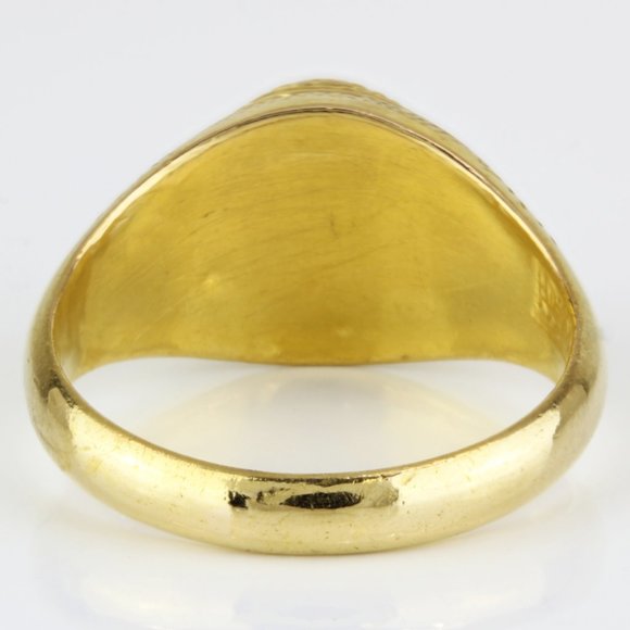 22K Yellow Gold Ornate Etched Oval Sapphire Anniversary / Cocktail Ring - Picture 5 of 9